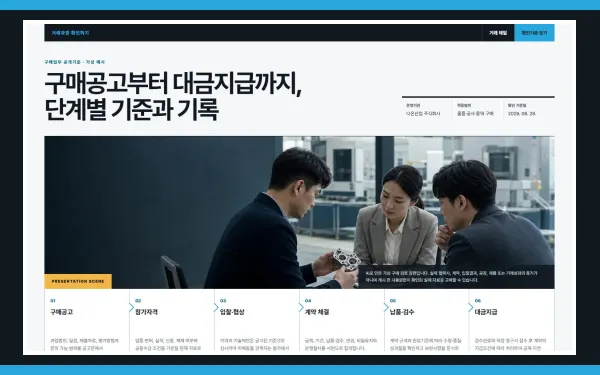 구매·입찰·계약·대금지급 블록 화면