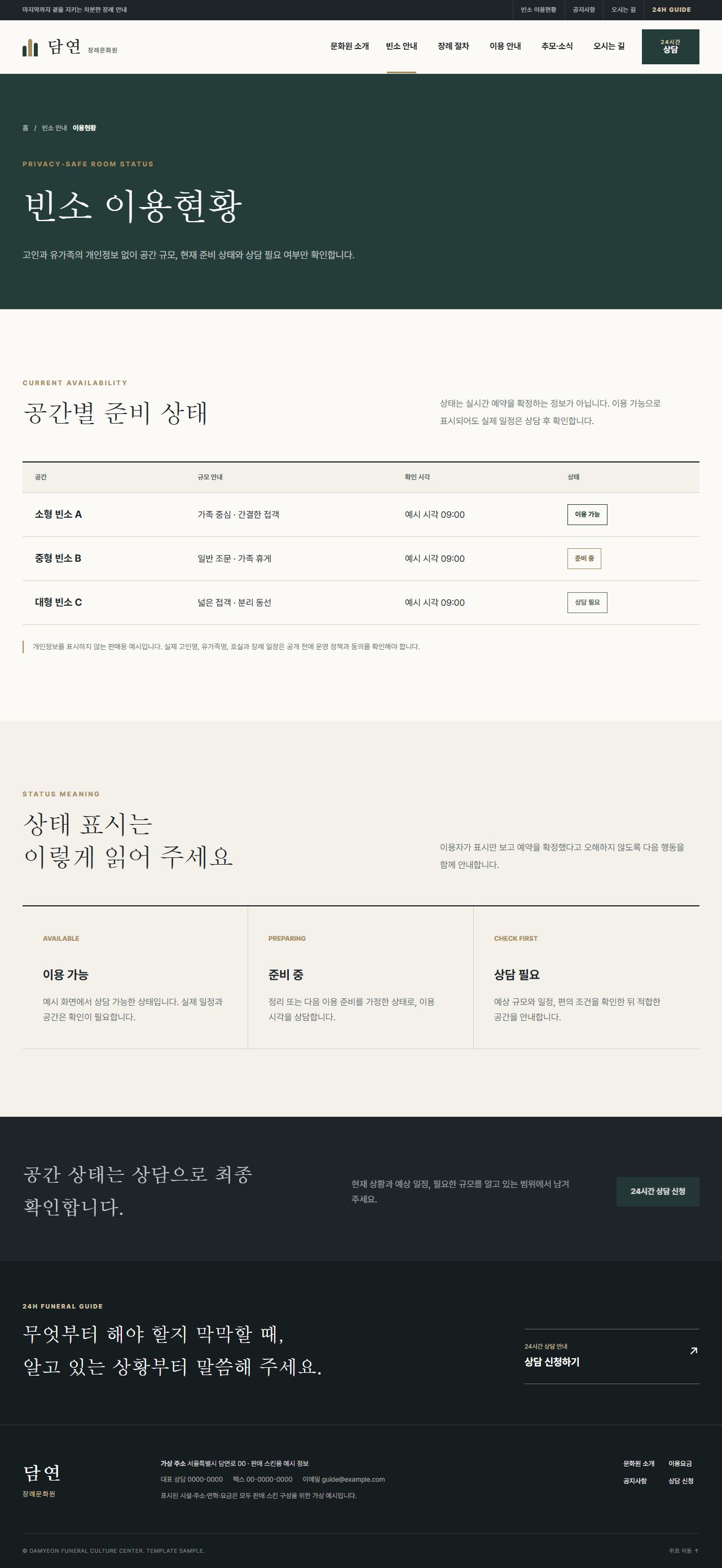 담연 장례문화원 — 빈소 이용현황